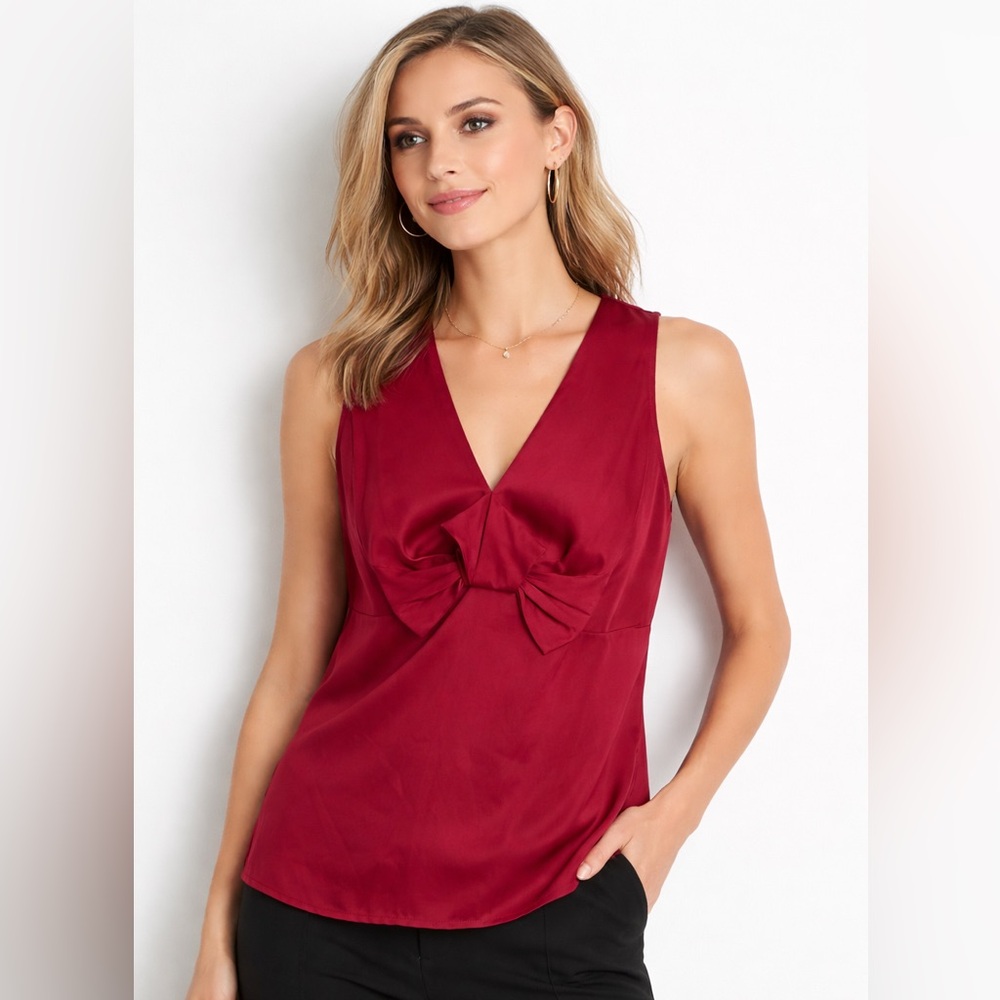 Banana Republic Deep Red Sleeveless Blouse Sz12